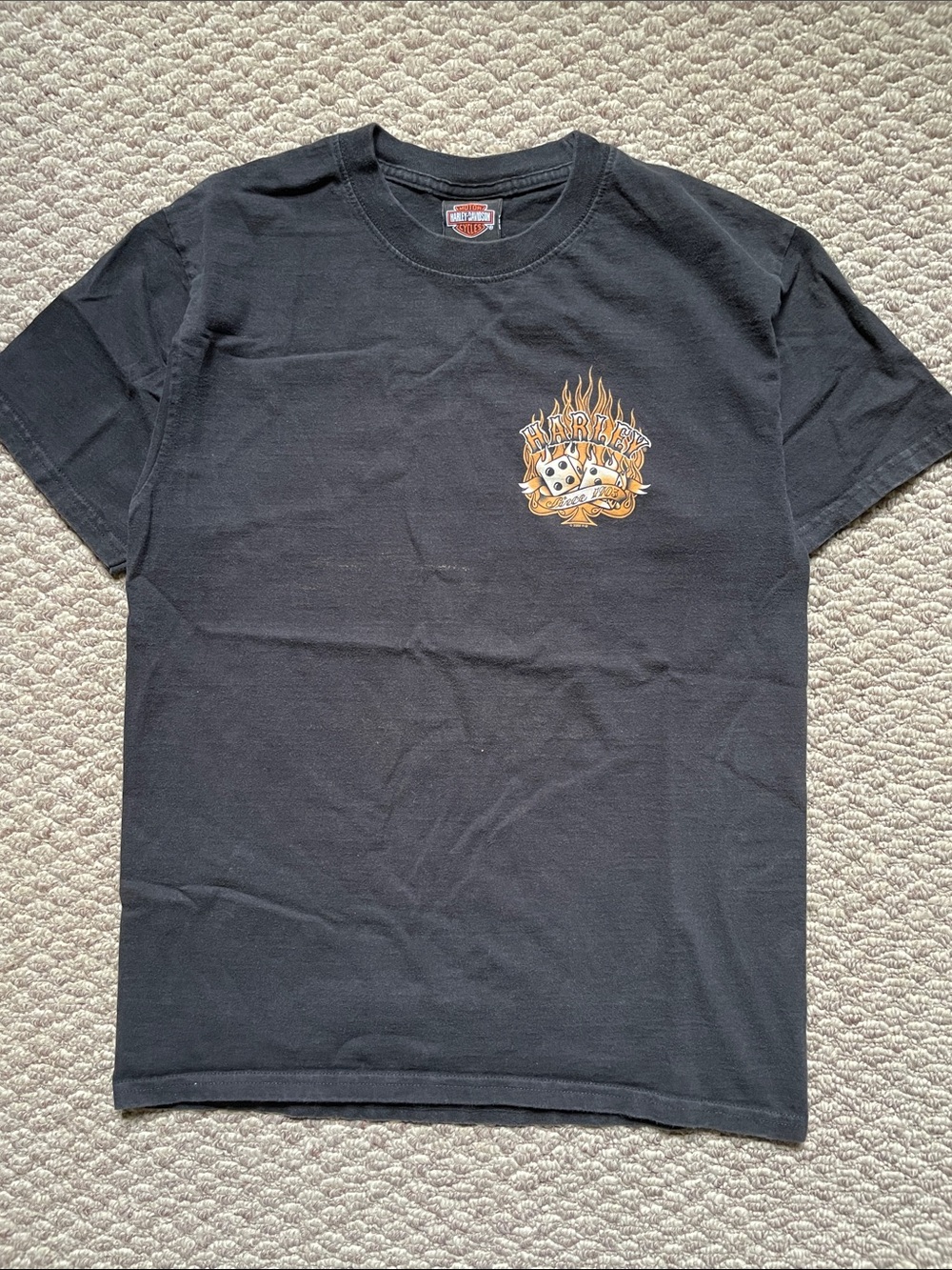 Harley Davidson England flaming dice t shirt
